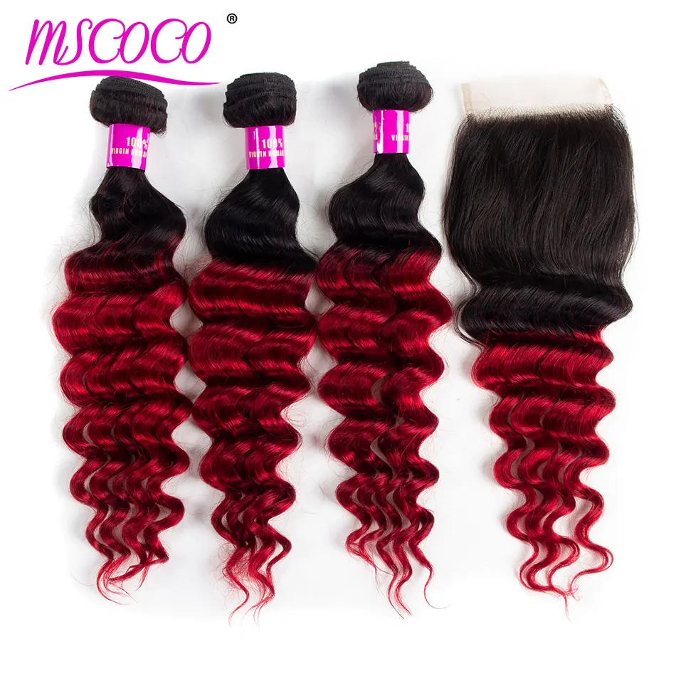 Mscoco HairPre-Colored Ombre Brazilian Hair 3 Bundles With Lace Closure 1B/red Loose Deep Weave Human Hair Bundle Pack Remy
Mscoco HairPre-Colored Ombre Brazilian Hair 3 Bundles With Lace Closure 1B/red Loose Deep Weave Human Hair Bundle Pack Remy