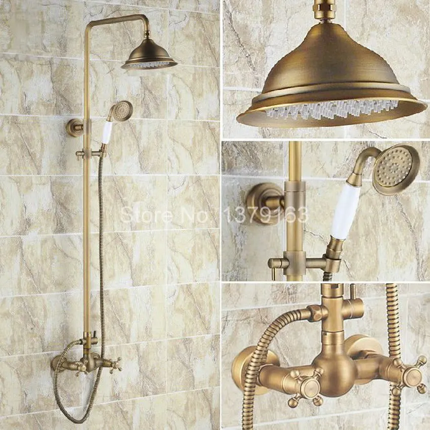 Luxury Bathroom Rain Shower Faucet Set Antique Brass Handheld Shower Head Two Cross Handles Bath Mixer Tap ars110
Luxury Bathroom Rain Shower Faucet Set Antique Brass Handheld Shower Head Two Cross Handles Bath Mixer Tap ars110