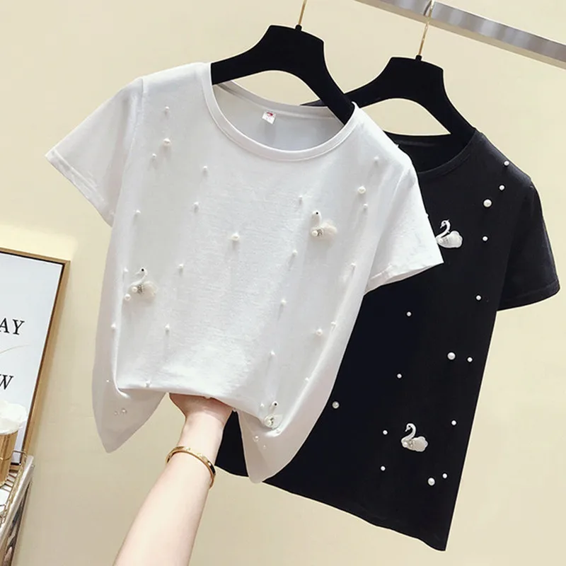 3XL Plus size New 2019 Summer Women New Loose casual Shirt Elegant pearls O-neck Short sleeve tops blusas
3XL Plus size New 2019 Summer Women New Loose casual Shirt Elegant pearls O-neck Short sleeve tops blusas