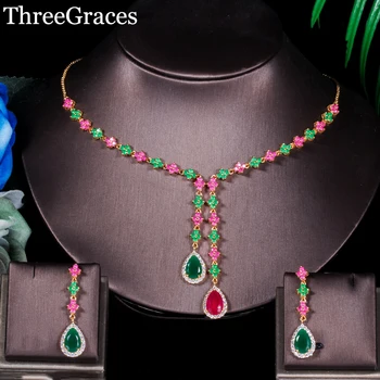 ThreeGraces Natural Red Cubic Zirconia Crystal Pave Long Dangle Necklace And Earrings Gold Color Jewelry Set For Women JS146
ThreeGraces Natural Red Cubic Zirconia Crystal Pave Long Dangle Necklace And Earrings Gold Color Jewelry Set For Women JS146