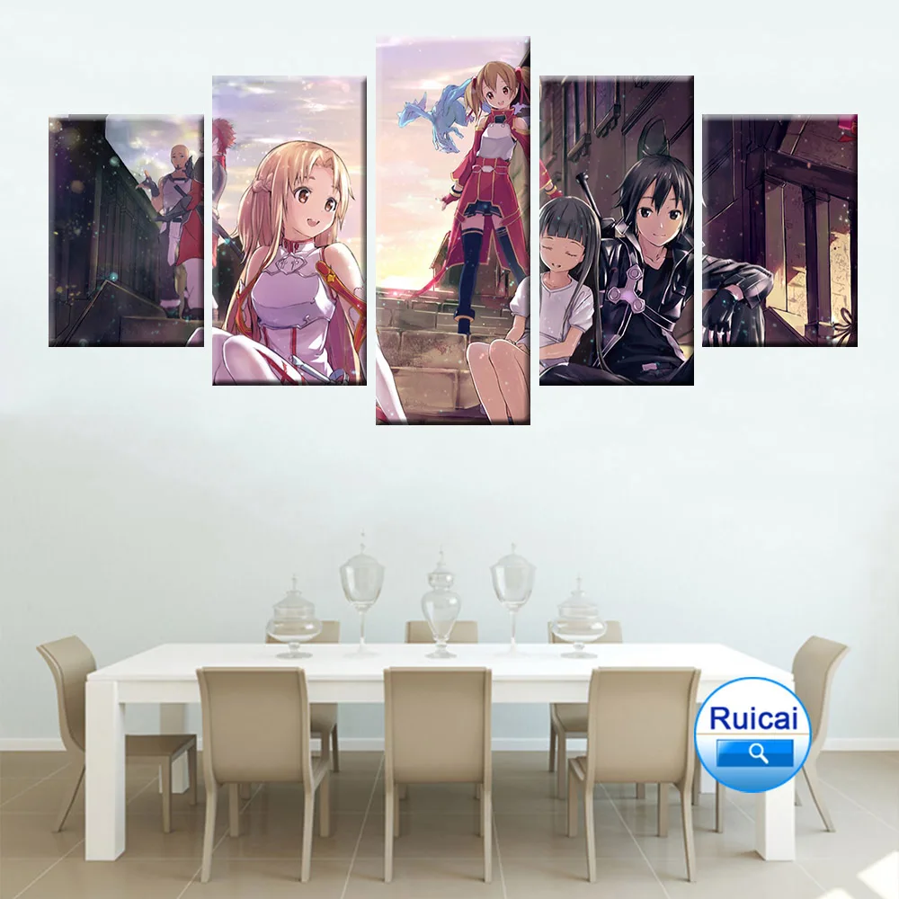 HD printing anime sword art online poster canvas painting modular picture 5 panel children's room wall art decoration
HD printing anime sword art online poster canvas painting modular picture 5 panel children's room wall art decoration