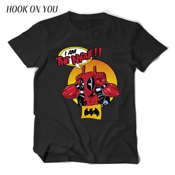 2017 Summer Newest Cartoon Men T-Shirt I AM THE NIGHT! Cool Deadpool Print T Shirt 100% Cotton Superman Clothes Casual Tops Tees