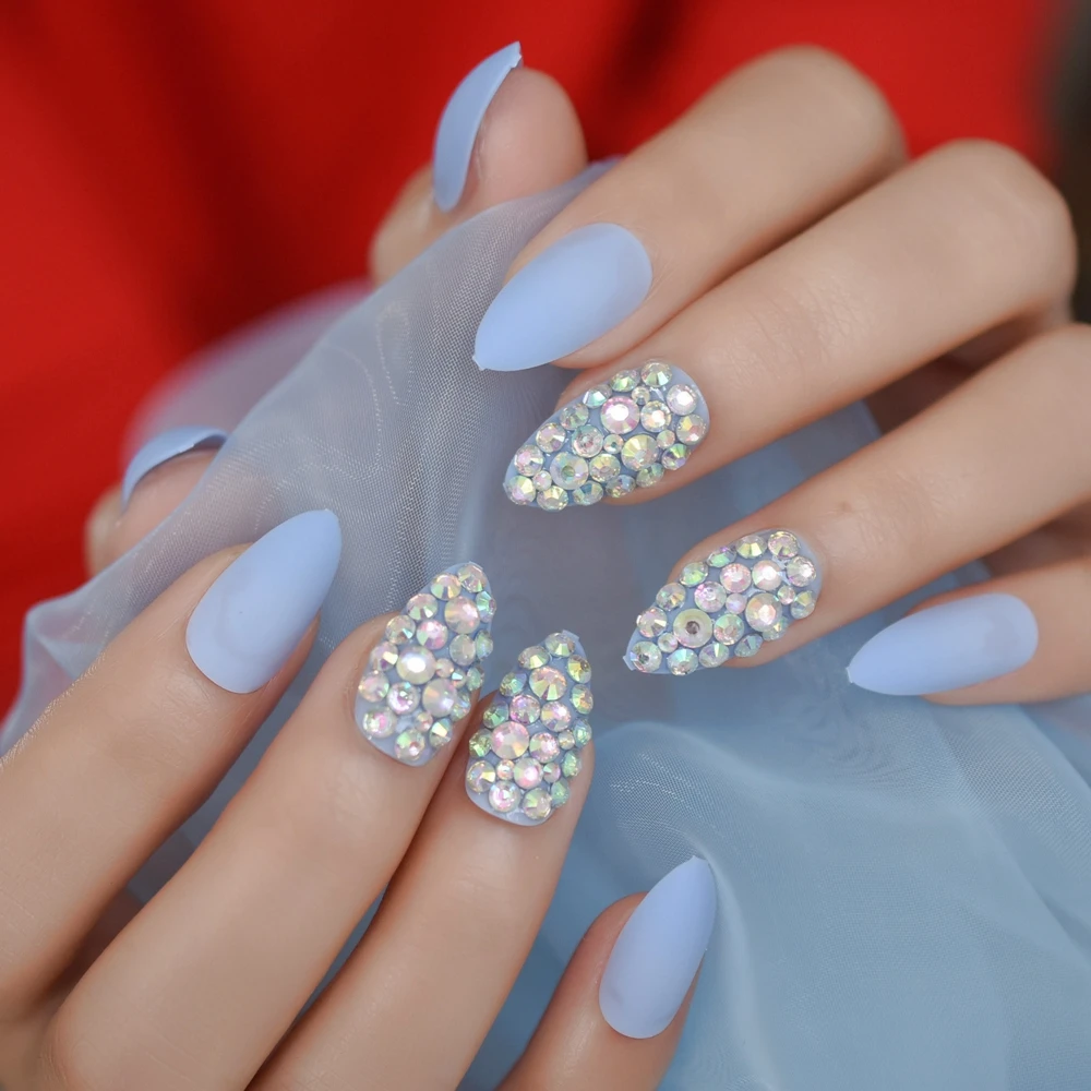 Fascinating Blue Acrylic Nails Stiletto Nail Art Tips Handmade Rhinestone Custom Designed False Nails Medium
Fascinating Blue Acrylic Nails Stiletto Nail Art Tips Handmade Rhinestone Custom Designed False Nails Medium