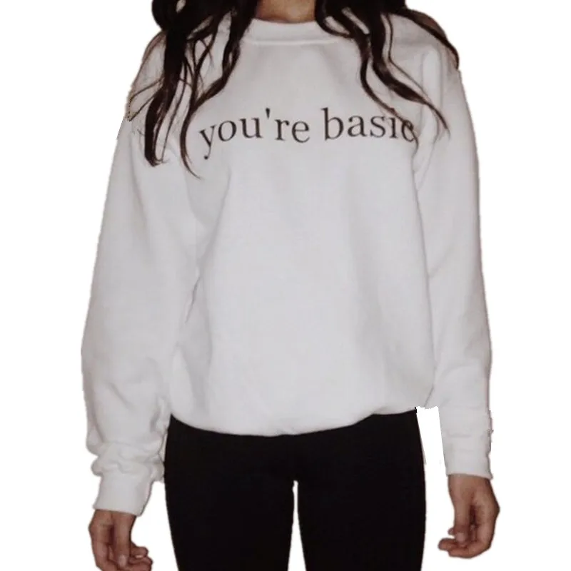 2019 Women Autumn O-neck Hoodies Casual Female Tracksuit Black And White YOU ARE BASIC Letters Print Pullovers Sweatshirt
2019 Women Autumn O-neck Hoodies Casual Female Tracksuit Black And White YOU ARE BASIC Letters Print Pullovers Sweatshirt