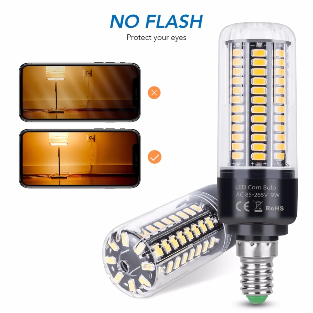 

No Flicker 5736 Led Light E27 E14 Corn Lamp 220V Bulb Smart IC Lampada 3.5W 5W 7W 9W 12W 15W 20W Aluminum 85-265V Led Bombillas