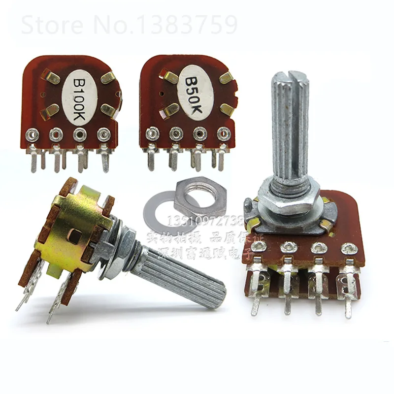 WH-148 type 16 type sound volume potentiometer double 8 feet with center tap B50K B100K
WH-148 type 16 type sound volume potentiometer double 8 feet with center tap B50K B100K