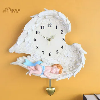 Angel clock watch the living room wall decoration art personality of European pastoral children hanging pendulum clock
Angel clock watch the living room wall decoration art personality of European pastoral children hanging pendulum clock