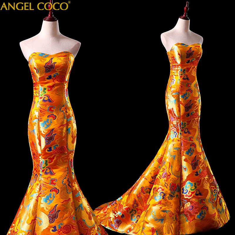Strapless Evening Dress Female 2019 New Mermaid Chinese Evening Dress Elegant Satin Prom Gowns Custom Made Party Dresses Cheap
Strapless Evening Dress Female 2019 New Mermaid Chinese Evening Dress Elegant Satin Prom Gowns Custom Made Party Dresses Cheap