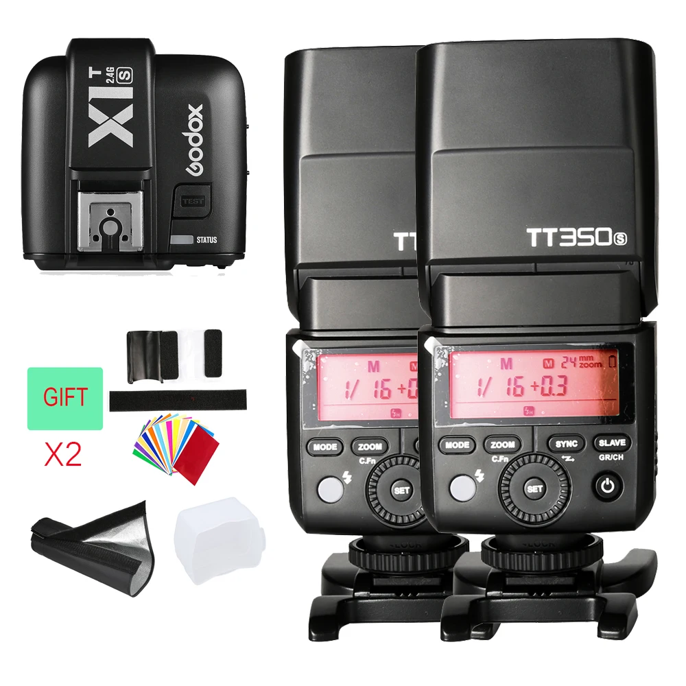 2x Godox Mini Speedlite TT350S TT350N TT350C Camera Flash TTL HSS GN36 +X1T-S Transmitter for Sony Mirrorless DSLR Camera A7
2x Godox Mini Speedlite TT350S TT350N TT350C Camera Flash TTL HSS GN36 +X1T-S Transmitter for Sony Mirrorless DSLR Camera A7