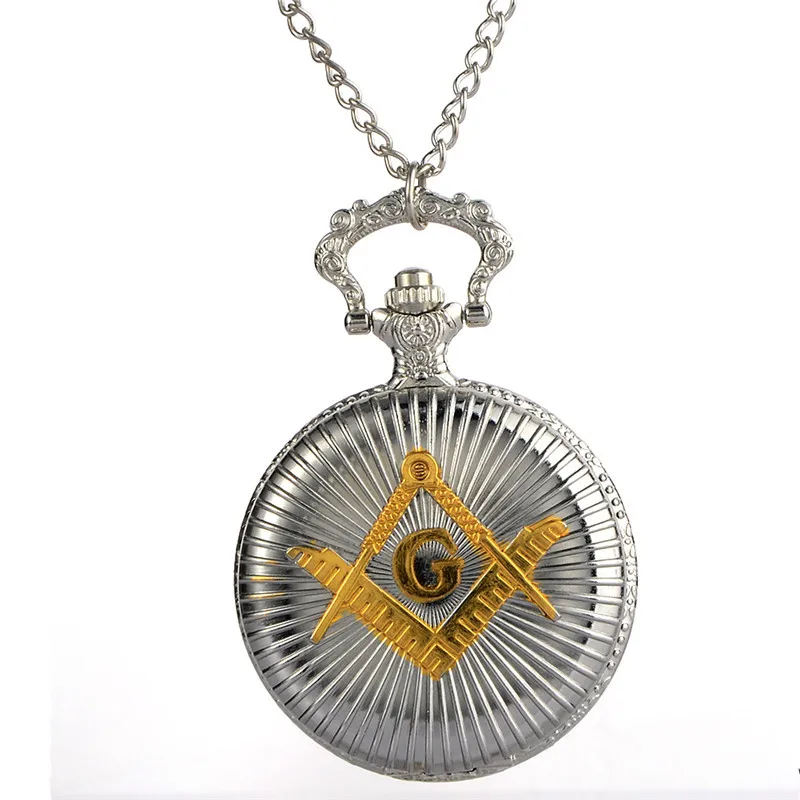 Cindiry Vintage Pocket Watch Silver Golden Mason Steampunk Design GORBEN Hot Masonic Freemason Mens Pocket Watches Quartz Watch