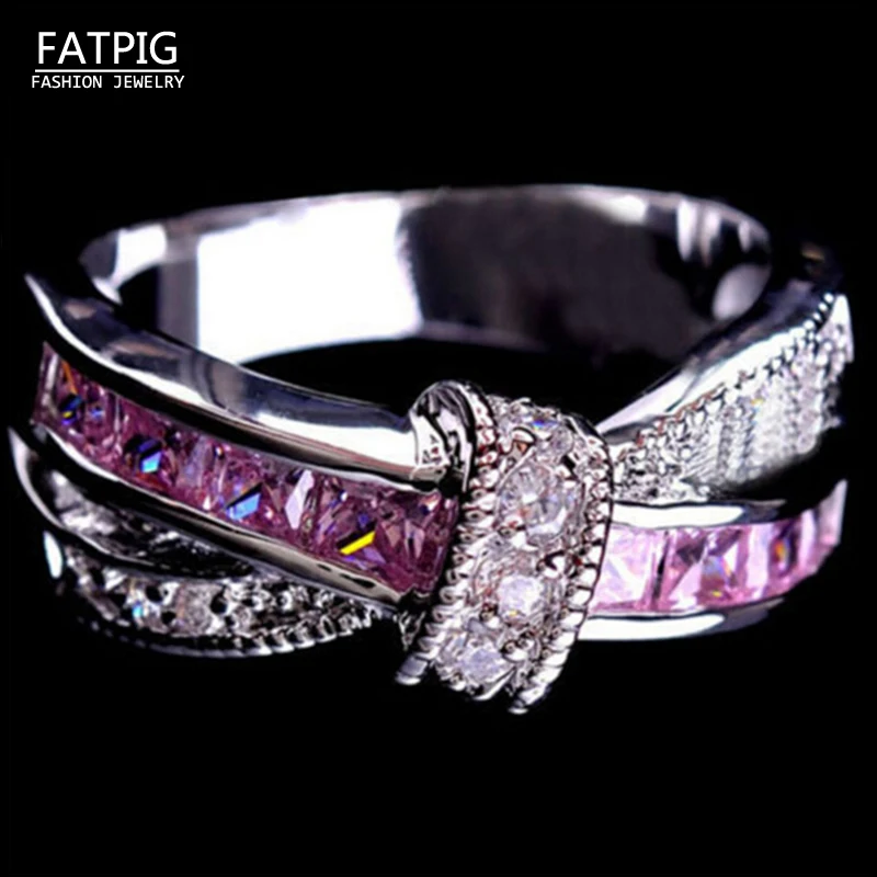2017 New Women Luxury Rhinestone Ring Silver Color Crossed Pink White Ring Wedding Jewelry Gift for Lady 7-11 Size
2017 New Women Luxury Rhinestone Ring Silver Color Crossed Pink White Ring Wedding Jewelry Gift for Lady 7-11 Size