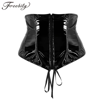 New Fashion Womens Wetlook Faux Leather Adjustable Lace Up Zip Up Front Steampunk Gothic Wasit Trainer Underbust Corset Bustier
New Fashion Womens Wetlook Faux Leather Adjustable Lace Up Zip Up Front Steampunk Gothic Wasit Trainer Underbust Corset Bustier