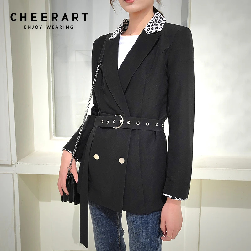 Cheerart Leopard Print Collar Women Blazers And Jackets Black Office Lady Coat Korean Blazer With Belt Office Jacket Clothes
Cheerart Leopard Print Collar Women Blazers And Jackets Black Office Lady Coat Korean Blazer With Belt Office Jacket Clothes