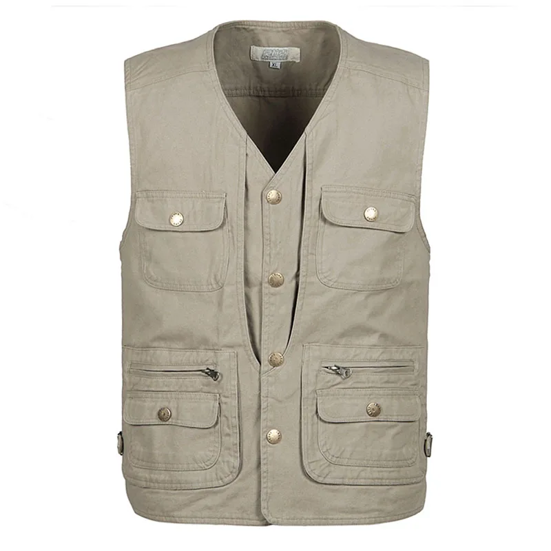 2019 Solid Big Size 100% Cotton Fabric V-neck Multi Pockets Vest Mens Casual Photography Single-breasted Loose Sleeveless Jacket
2019 Solid Big Size 100% Cotton Fabric V-neck Multi Pockets Vest Mens Casual Photography Single-breasted Loose Sleeveless Jacket