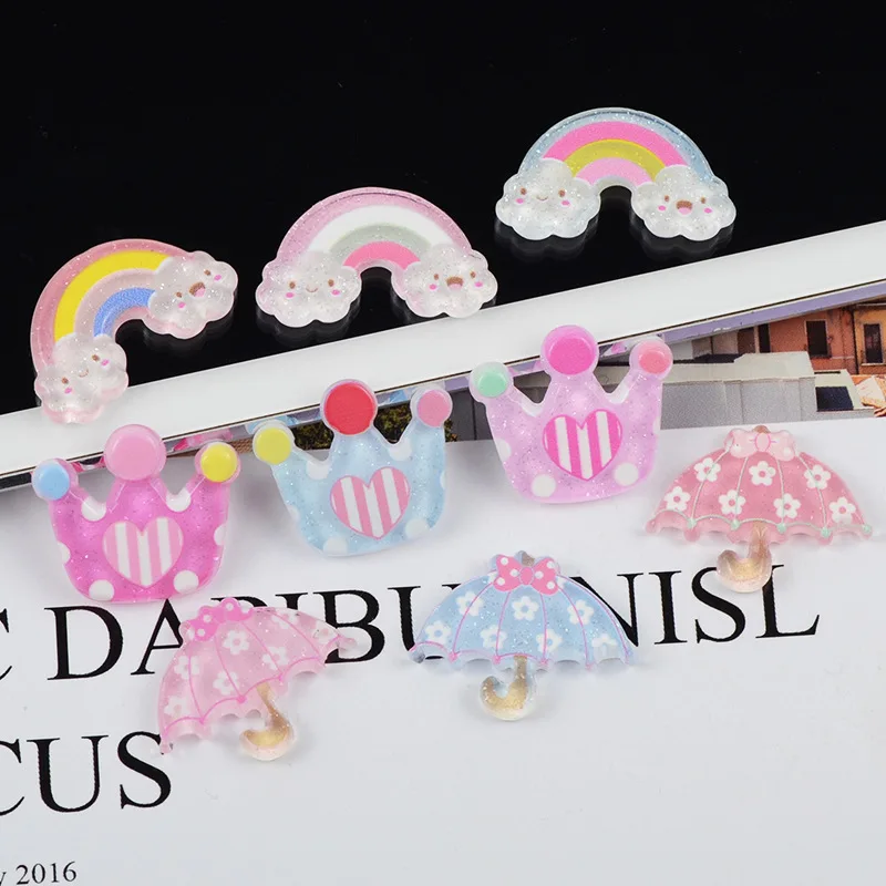 100pcs/lot Kawaii Resin Crown Rainbow Umbrella Flatback Cabochon For Resin Craft Kids Headwear DIY Decorative Embellishment
100pcs/lot Kawaii Resin Crown Rainbow Umbrella Flatback Cabochon For Resin Craft Kids Headwear DIY Decorative Embellishment