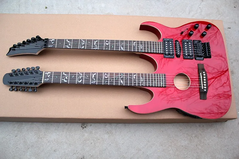 Factory custom double neck 6+12 String RED electric guitar with the tree of life inlay,HSH pickups,black hardware -17-11
Factory custom double neck 6+12 String RED electric guitar with the tree of life inlay,HSH pickups,black hardware -17-11