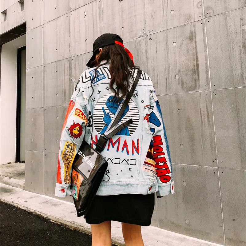 Spring and Autumn Punk Style Graffiti Printing Denim Jacket Women Hip Hop Jean Jackets and Coats Letters
Spring and Autumn Punk Style Graffiti Printing Denim Jacket Women Hip Hop Jean Jackets and Coats Letters