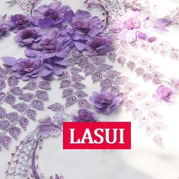 LASUI 1y=1lot Purple 3D flower embroidery soft mesh lace fabric Heavy beaded lace applique DIY wedding dress material X0370
LASUI 1y=1lot Purple 3D flower embroidery soft mesh lace fabric Heavy beaded lace applique DIY wedding dress material X0370