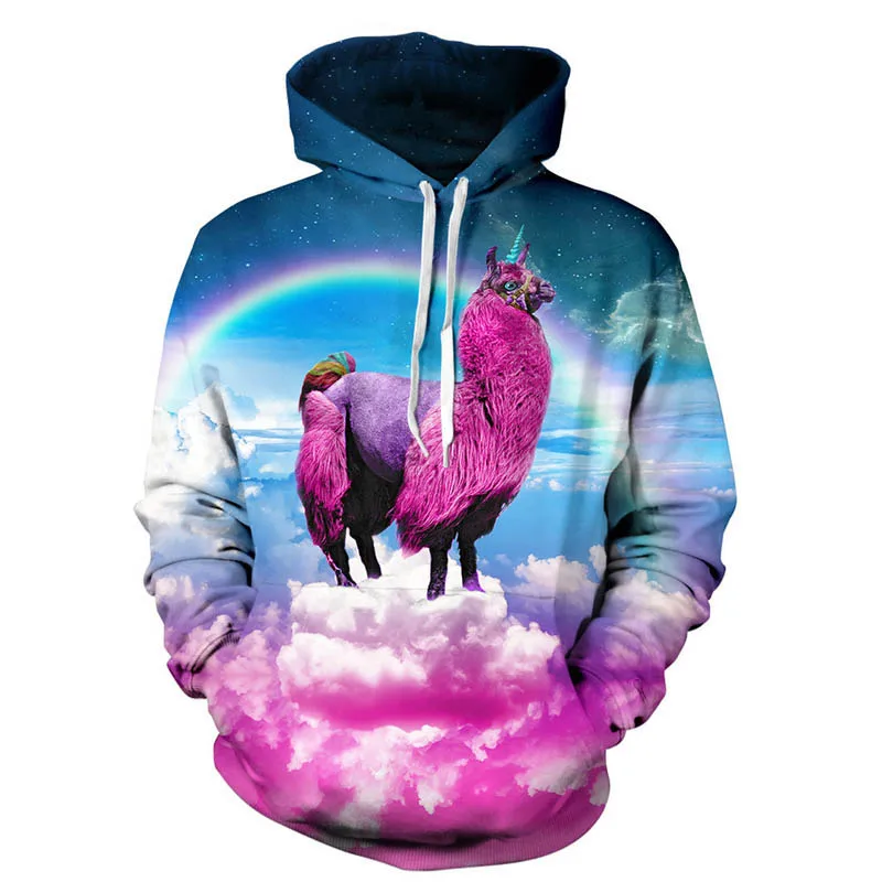 2019 New Arrival Unicorn Hoodies 3D Printed like Four Feet Cock Pullovers Male Hiphop Kawaii Unicornio Hooded Women Sweatshirt | Женская