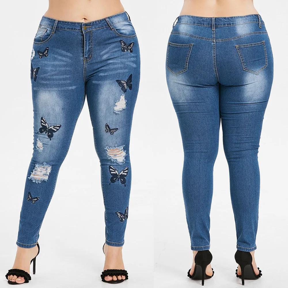 Fashion Women Skinny Jeans soft and comfortable Denim Mid Waist Stretch Butterfly Embroidered Pants L50/0130
Fashion Women Skinny Jeans soft and comfortable Denim Mid Waist Stretch Butterfly Embroidered Pants L50/0130