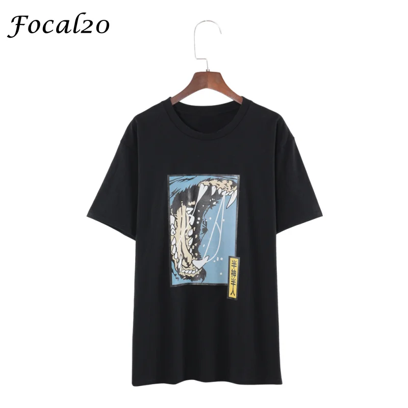 Focal20 Harajuku Monster Print Women T-shirt Summer Short Sleeve Chinese Character Print T Shirt Tee Top Streetwear
Focal20 Harajuku Monster Print Women T-shirt Summer Short Sleeve Chinese Character Print T Shirt Tee Top Streetwear