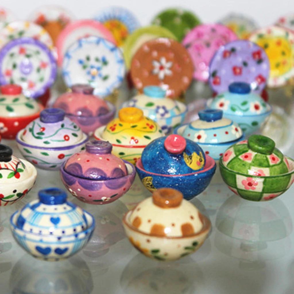 Beautiful design 1/12scale Porcelain Clay Pot material Bowl Model Doll House Miniatures Kitchen Decoration for dollhouse