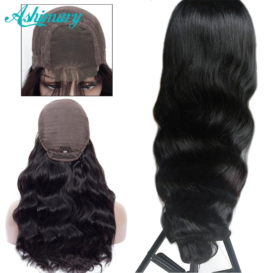 Ashimary Lace Front Human Hair Wigs 4x4 Closure Lace Wigs Remy Brazilian Hair Body Wave Wig Lace Front Wig with Baby Hair(China)