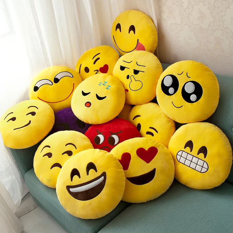 

WVW Cute Emoji Pillows QQ Smiley Emotion Soft Decorative Cushions Stuffed Plush Toy Doll For Girl Christmas Gift Smile Face Doll
