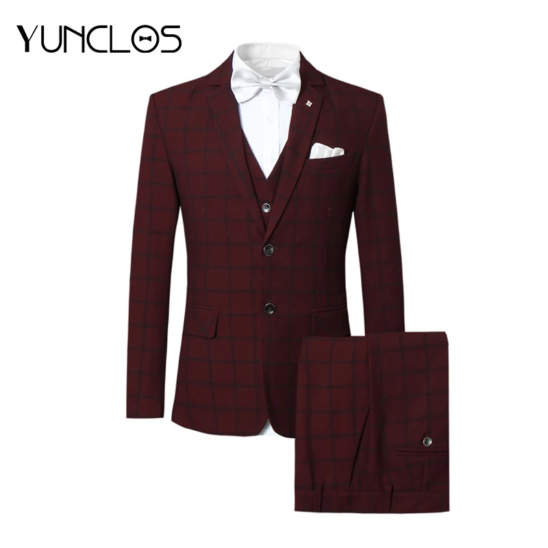 YUNCLOS Retro British Style Wedding Slim Fit Men Suits 3 Pieces Plaid Printed Men's Tuxedos Casual Male Suit with Pant
YUNCLOS Retro British Style Wedding Slim Fit Men Suits 3 Pieces Plaid Printed Men's Tuxedos Casual Male Suit with Pant