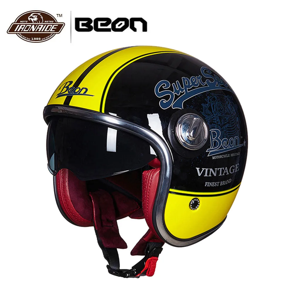 BEON Men Motorcycle Helmet Removable Inner Vintage Motocross Helmet 3/4 Open Face Capacete Retro Scooter Helmet Double Visor
BEON Men Motorcycle Helmet Removable Inner Vintage Motocross Helmet 3/4 Open Face Capacete Retro Scooter Helmet Double Visor