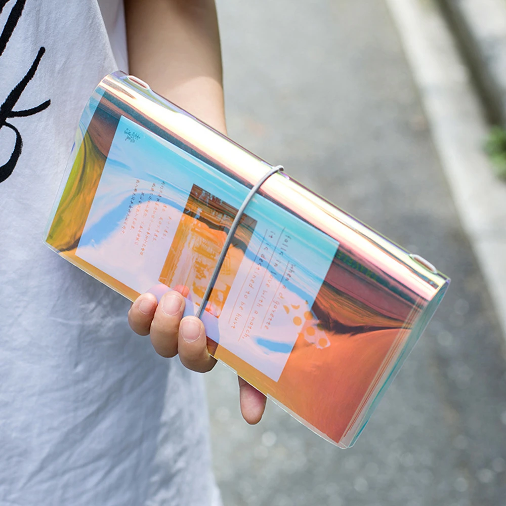 rainbow pvc notebook bind journal traveler planner