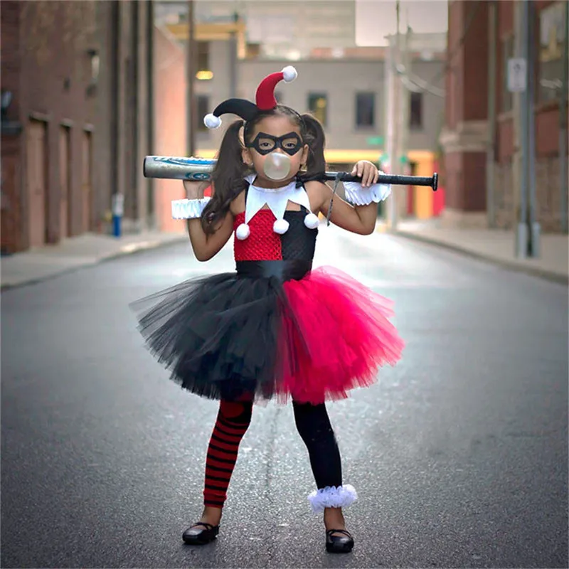Girls Suicide Squad Harley Quinn Dress Arkham Asylum City Joker Movie Anime Dress Clown Girl Sorcerer Tutu Headdress Uniform
Girls Suicide Squad Harley Quinn Dress Arkham Asylum City Joker Movie Anime Dress Clown Girl Sorcerer Tutu Headdress Uniform