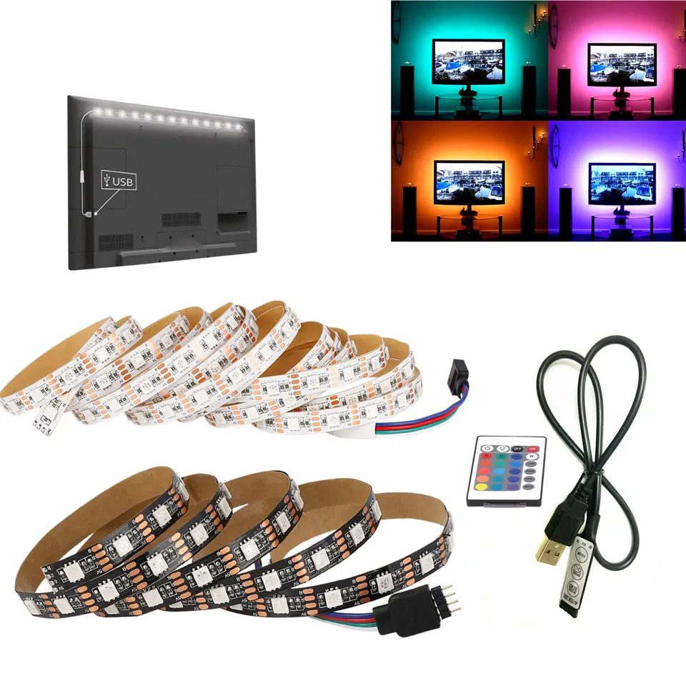 USB Charger Supply 5050 RGB 1M 2M 3M 4M 5M LED Strip light 5V USB Cable Decor lamp String For PC LCD TV Background lighting
USB Charger Supply 5050 RGB 1M 2M 3M 4M 5M LED Strip light 5V USB Cable Decor lamp String For PC LCD TV Background lighting