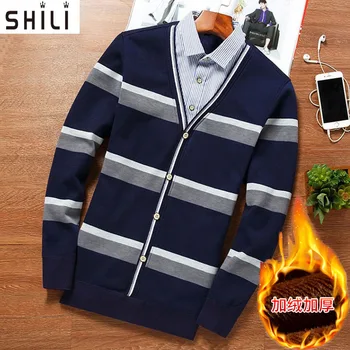 Winter Sweater Men 2017 New Casual Fashion Knitted Pattern Fake Two Pieces Pullover Coat Thick Velvet knit sweater M-4XL 
Winter Sweater Men 2017 New Casual Fashion Knitted Pattern Fake Two Pieces Pullover Coat Thick Velvet knit sweater M-4XL