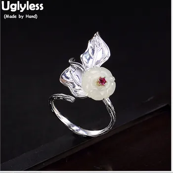 Uglyless 100% Real Natural Jade Flower Open Rings for Women Handmade Silver Leaves Finger Ring Ethnic Floral Fine Jewelry Bijoux
Uglyless 100% Real Natural Jade Flower Open Rings for Women Handmade Silver Leaves Finger Ring Ethnic Floral Fine Jewelry Bijoux