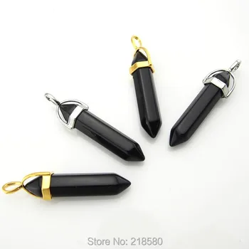 C150120012 Long Onyx Point Pencil Spike Pendant Silver or Gold Bail 
C150120012 Long Onyx Point Pencil Spike Pendant Silver or Gold Bail