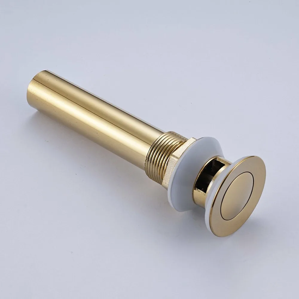 

Polished Gold Finish Brass Bathroom Basin Sink Pop Up Drain Brass with Overflow Vanity Sink Waste Drainer KD1017