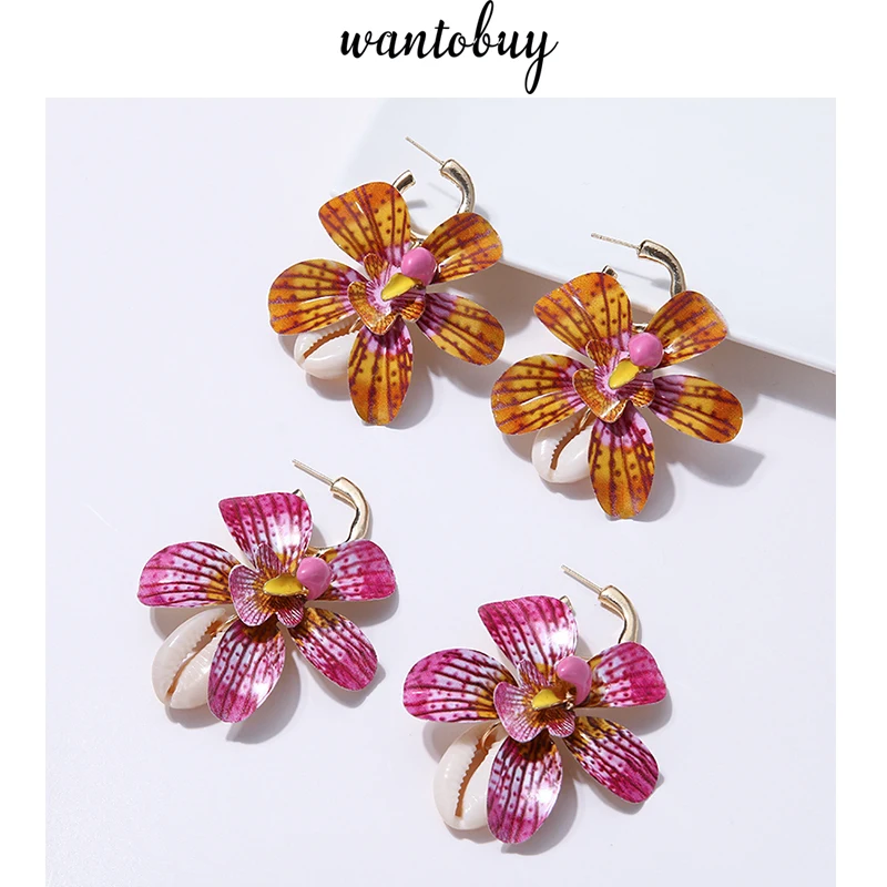 Wantobuy Brand Hyperbole Za Color Flowers Earrings Zinc Alloy Statement Metal Shell Earrings for Women Girls Party Summer 2019
Wantobuy Brand Hyperbole Za Color Flowers Earrings Zinc Alloy Statement Metal Shell Earrings for Women Girls Party Summer 2019