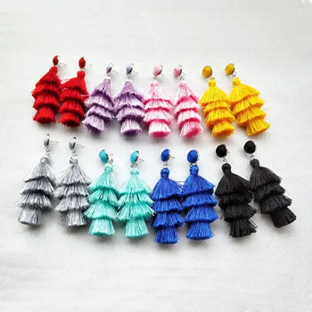 8 Pairs Cotton Silk 3 layer Tassel dangle Earrings,Pave Rhinestone Tassel Women Jewelry Bohemia Earrings Xmas gift ER653 
8 Pairs Cotton Silk 3 layer Tassel dangle Earrings,Pave Rhinestone Tassel Women Jewelry Bohemia Earrings Xmas gift ER653
