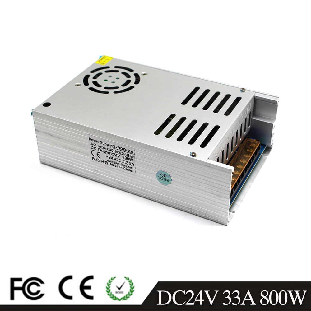 DC Power Supplies 24V 33A 800W LED Driver Power Supply Switching Lighting Transformers 110V 220V AC-DC SMPS For 3D Printer CNC
DC Power Supplies 24V 33A 800W LED Driver Power Supply Switching Lighting Transformers 110V 220V AC-DC SMPS For 3D Printer CNC