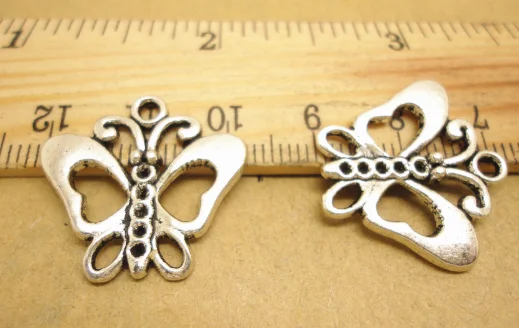 100pcs fashion hollow butterfly charm pendants 21*23MM Antique silver craft Jewelry earring bracelet necklace anklet Component | Украшения