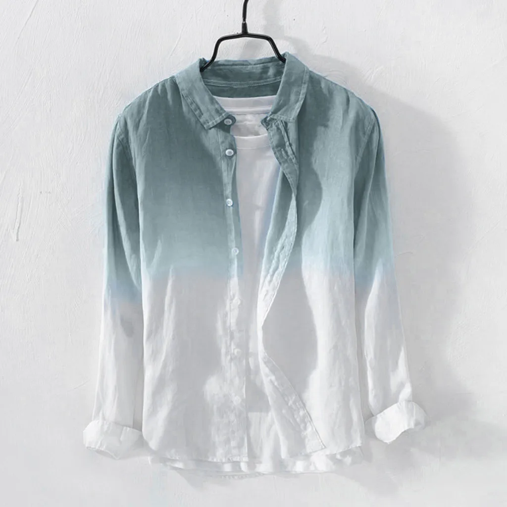 Summer Autumn Men Casual Shirt Gradient Color Linen Long Sleeve Loose Blouse Top Retro Button Men Leisure Shirts Tops Blouse
Summer Autumn Men Casual Shirt Gradient Color Linen Long Sleeve Loose Blouse Top Retro Button Men Leisure Shirts Tops Blouse