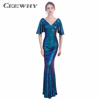 CEEWHY V-neck Sequined Formal Dress Ruffles Half Sleeve Evening Dress Long Trumpet Mermaid Evening Gown Robes de Soiree
CEEWHY V-neck Sequined Formal Dress Ruffles Half Sleeve Evening Dress Long Trumpet Mermaid Evening Gown Robes de Soiree
