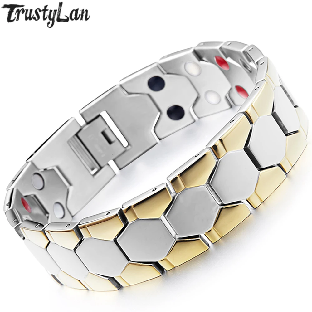 15MM Wide Golden Stainless Steel Healthy Magnetic Man Bracelet Male Jewelry Power Therapy Magnets Mens Bracelets Bangles 2019
15MM Wide Golden Stainless Steel Healthy Magnetic Man Bracelet Male Jewelry Power Therapy Magnets Mens Bracelets Bangles 2019