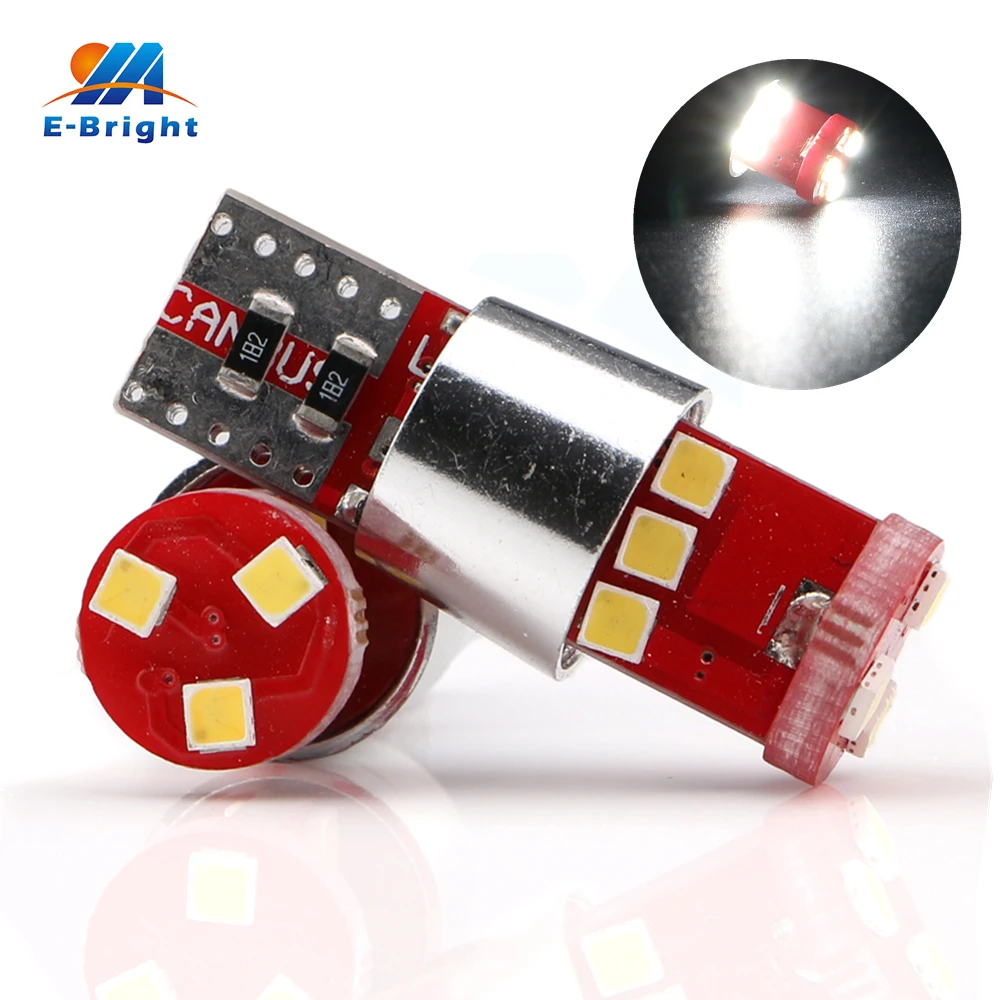 

6pcs 12V T10 Canbus 2323 9 SMD LED Bulbs Error Free Instrument License Plate Clearance Lights Car Indicator White