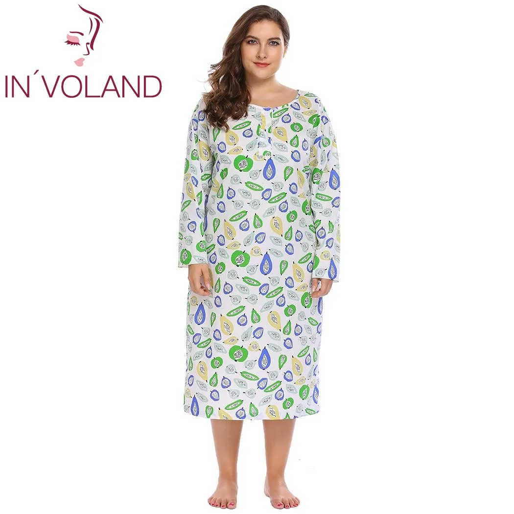 IN'VOLAND Plus Size Women Sleepwear Dress Lounge Lingerie L-4XL Round Neck Long Sleeve Print Loose Long Nightgown Sleepshirts
IN'VOLAND Plus Size Women Sleepwear Dress Lounge Lingerie L-4XL Round Neck Long Sleeve Print Loose Long Nightgown Sleepshirts