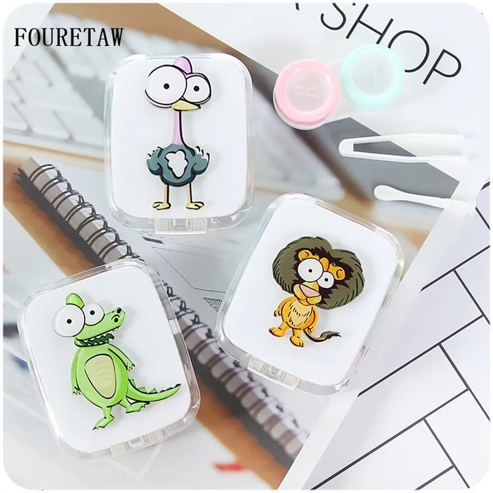 FOURETAW 1 Set Cute Cartoon Animal Lions Ostrich Pattern Pocket Mini Contact Lens Case Travel Kit Easy Carry Mirror Container
FOURETAW 1 Set Cute Cartoon Animal Lions Ostrich Pattern Pocket Mini Contact Lens Case Travel Kit Easy Carry Mirror Container