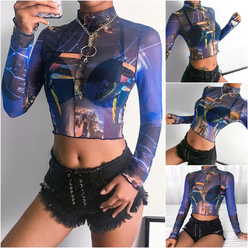 Sexy Summer Women Tops Long Sleeve Vest See-though Crop Top New Long Sleeve T-Shirt Party Club
Sexy Summer Women Tops Long Sleeve Vest See-though Crop Top New Long Sleeve T-Shirt Party Club