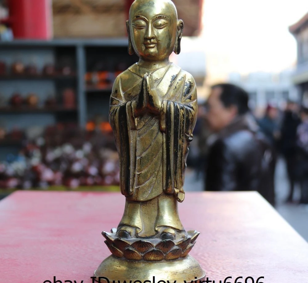 Tibet Copper Gild Buddhist Stand Ancient Monk Priests Arhat Lohan Buddha Statue
Tibet Copper Gild Buddhist Stand Ancient Monk Priests Arhat Lohan Buddha Statue