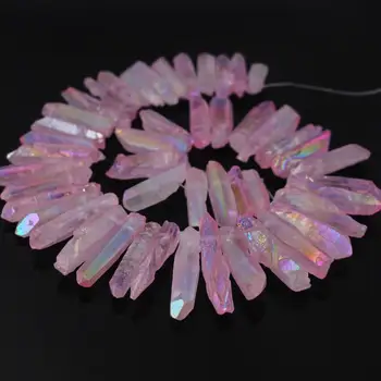 15.5"Strand Large Pink AB Titanium Quartz Crystal Top Drilled Point Pendant Beads,Raw Crystal Tusk Graduated Necklace Jewelry
15.5"Strand Large Pink AB Titanium Quartz Crystal Top Drilled Point Pendant Beads,Raw Crystal Tusk Graduated Necklace Jewelry